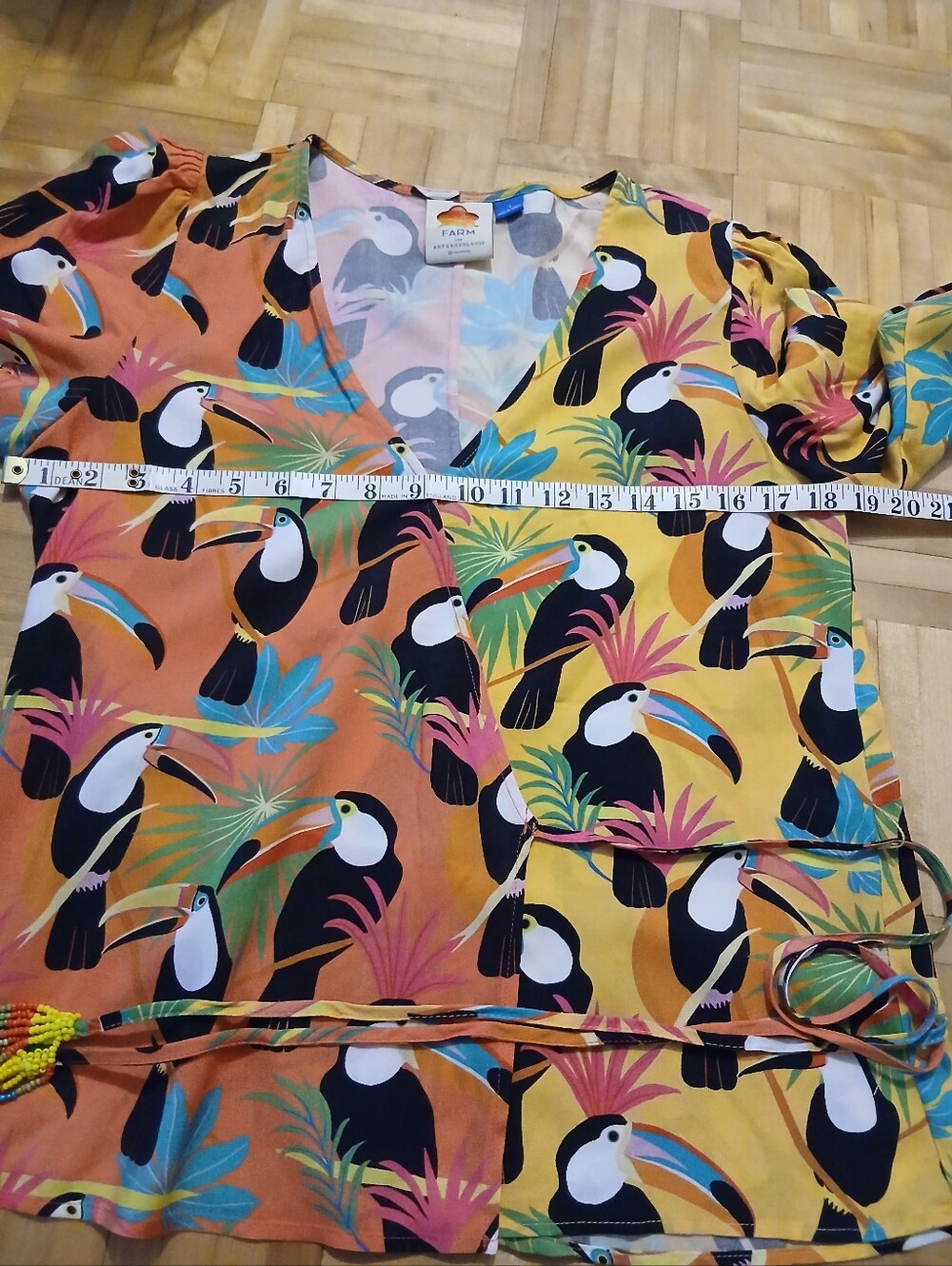 FARM RIO Colorful Women's Top with Toucan Print,size S - Picture 8 of 11